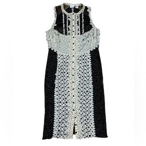 Anthropologie Beguile Byron Lars Sz 8 Dress Laser Cut Black Cream Classic